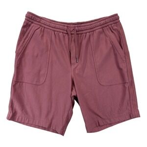 Athleta Shorts Mens L Mauve Cotton Stretch Drawstring Lounge Side Stripe